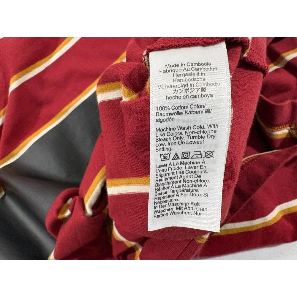Beam Plus x J.Crew Stripe Red T-shirt Pocket Pleather Accent Retro Tee Sz S